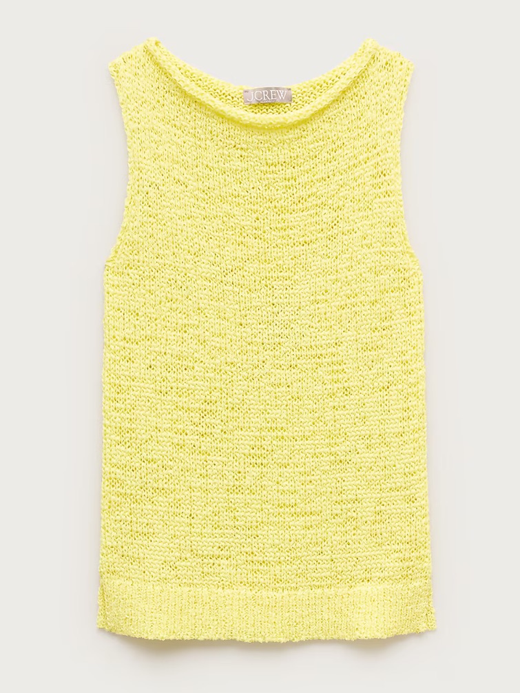 J Crew Montauk Sweater Tank Lemonade Yellow Sz M Nwt